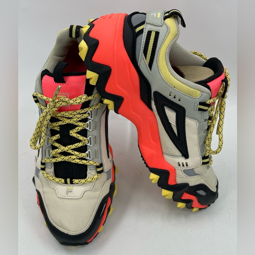 Fila Oakmont Trail Hiking Shoes in Coral Black and Yellow Womens 9.5 Worn 1 Time
